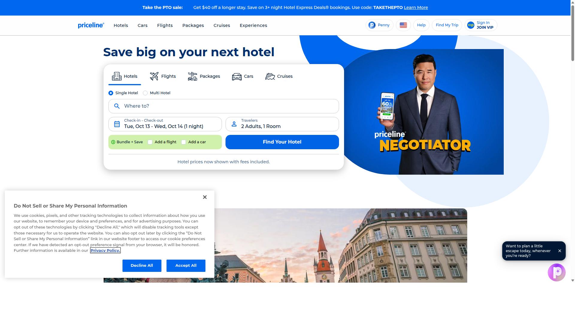 Priceline.com website